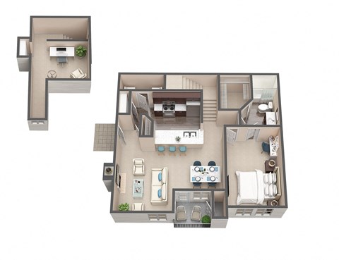 Floor plan for 1 bed, 1 bath, 941 sqft
